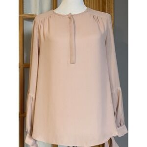 Kenar Career Pullover Blouse Womens L Peach Long Sleeve Ties Workwear Party City